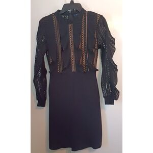 French Connection WOMENS Dress Black Lace Bodycon DARK Goth Whimsigoth Coquette